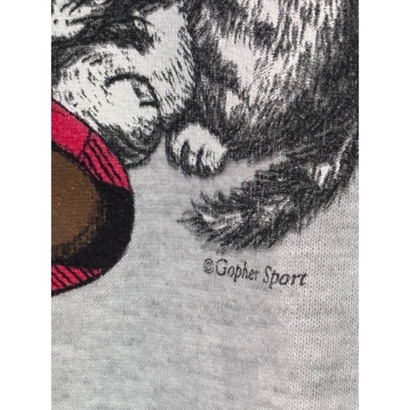 Gopher Sport XL Gray Crewneck Sweatshirt Teddy Bear Kitten Buffalo Plaid Graphic - Picture 3 of 6